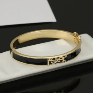 Gold Plated Black Enamel Bracelet