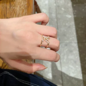 Gold Plated Triangle Crystal Ring