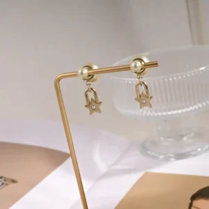 Gold Star Lock Earrings - Series