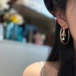 Paris Eiffel Tower Hoop Earrings