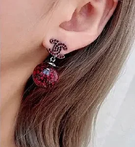 Red Glitter Ball Drop Earrings