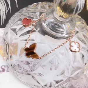 Rose Gold Heart Charm Bracelet