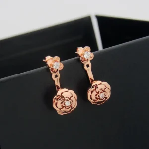 Rose Gold Plated Flower Stud Earrings
