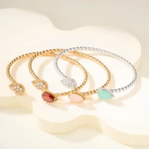 Twisted Rope Bracelet with Gemstone