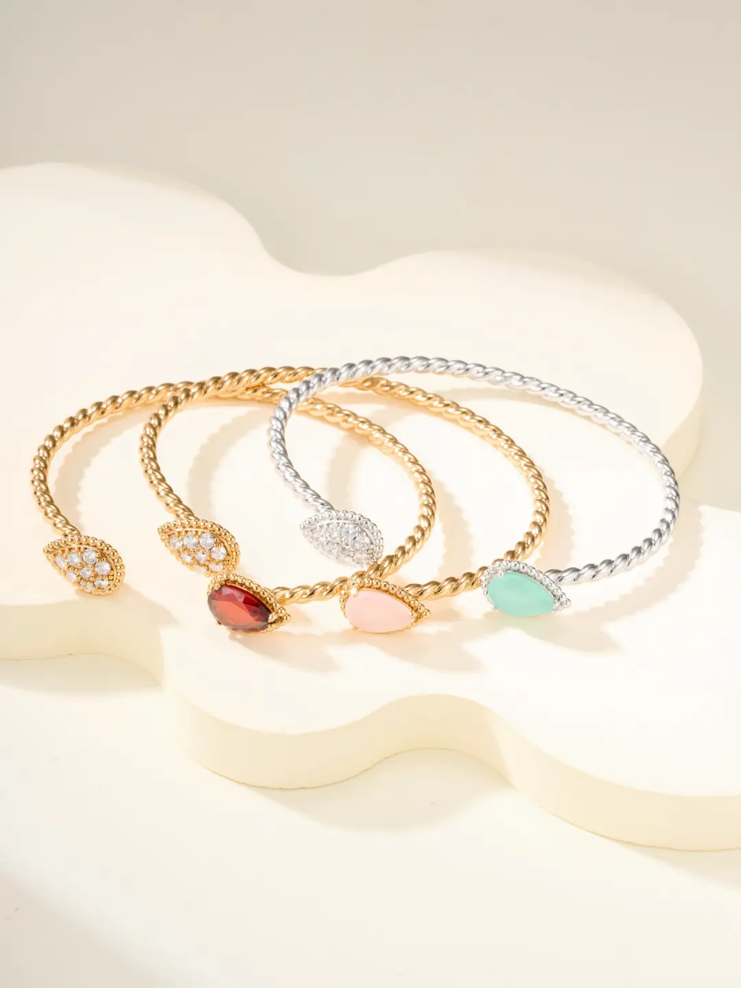 Twisted Rope Bracelet with Gemstone