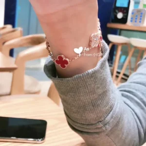 Van Cleef Red Lucky Clover Bracelet